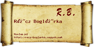 Rácz Boglárka névjegykártya